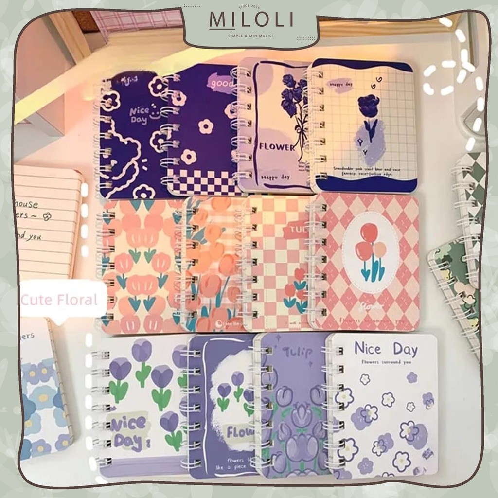 

[MILOLI] 1Pcs NOTEPAD A7 BUKU SPIRAL MINI Diary Notebook Kecil Motif Flower Buku Mini Catatan Garis - E0048