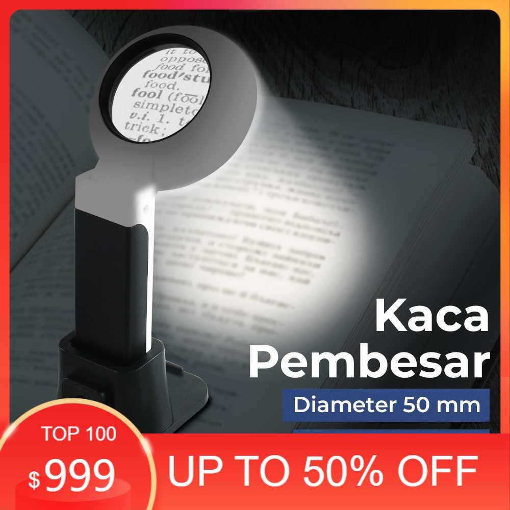 

NOF Kaca Pembesar Magnifying Lup with 12 LED 50mm 16X - TH-7020A