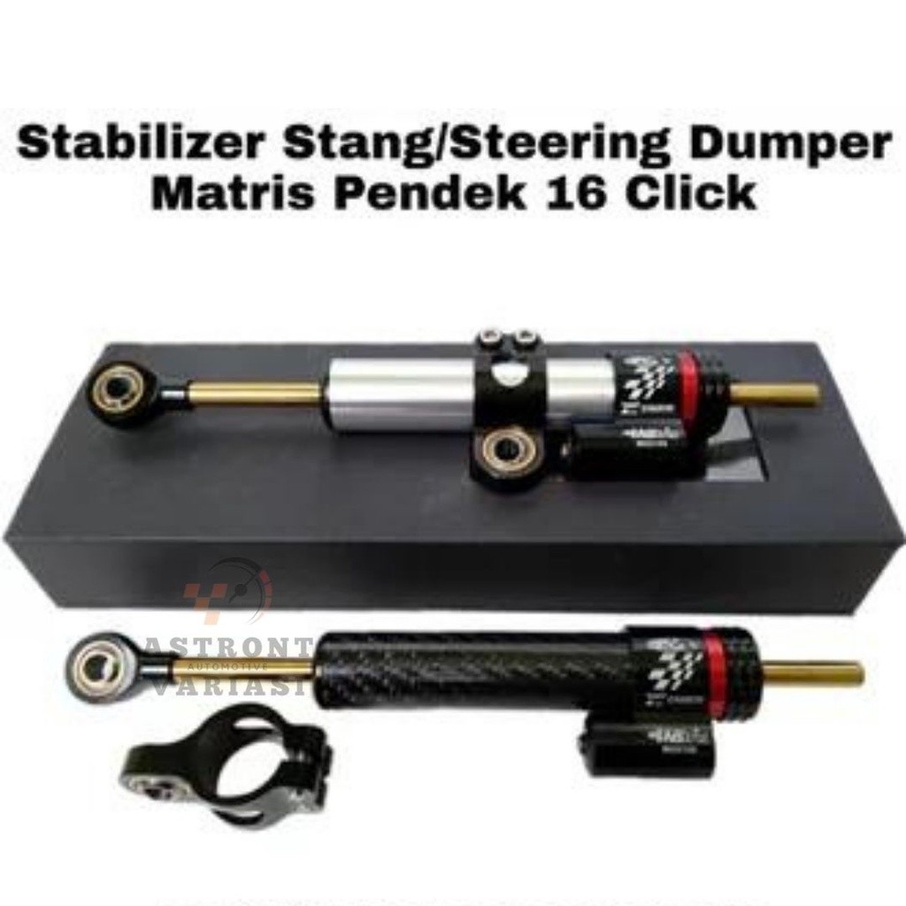 Ready Stabilizer Steering Dumper carbon Silver Pendek 16Klik Setelan Stabilizer Stang Atas Steering 