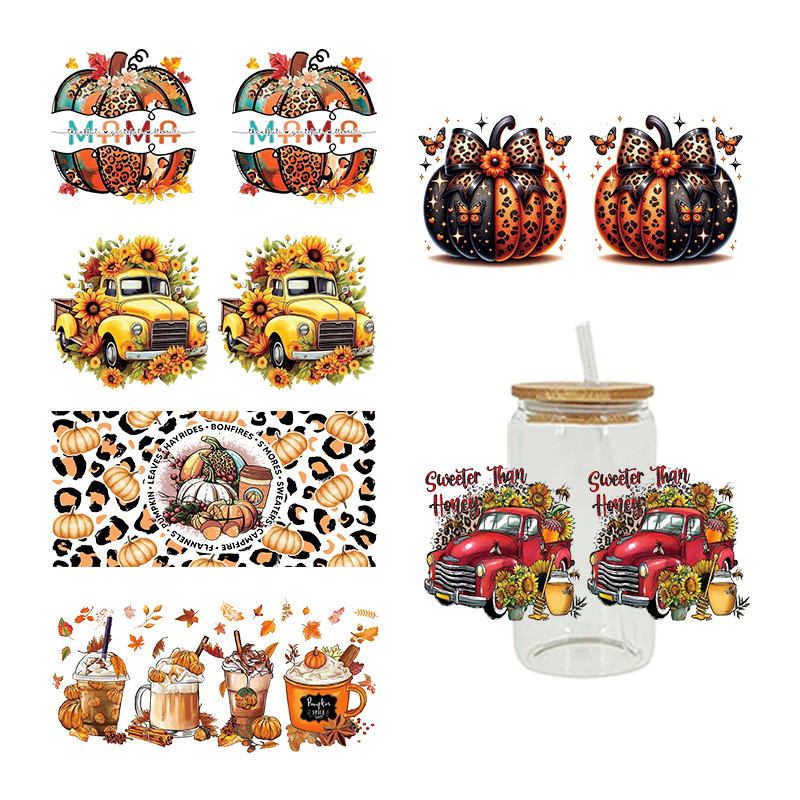 

UV DTF Transfer Sticker Thanksgiving Day For The 16oz Libbey Glasses Wraps Bottles Cup Can DIY Waterproof Custom Decals D20876