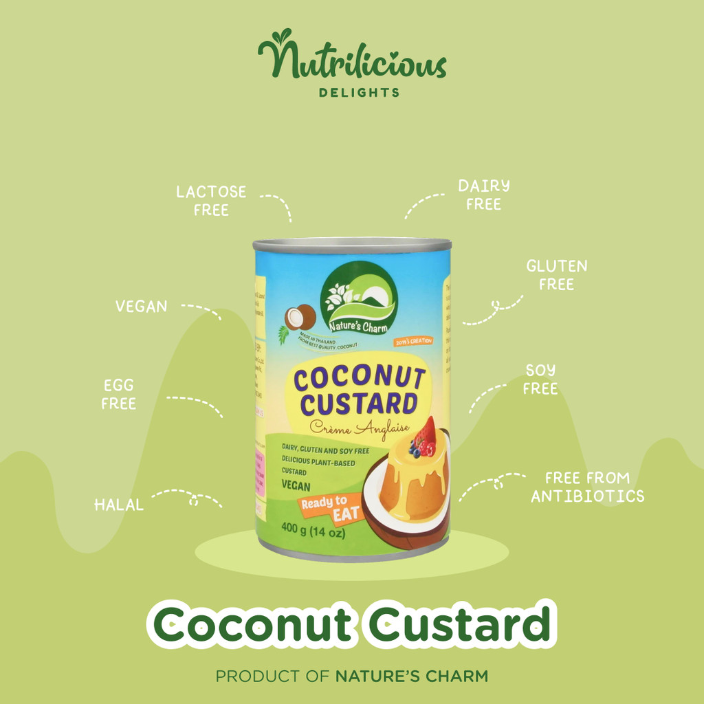 

Coconut Custard Can Cream Anglaise 400 Gram Nature's Charm Vegan Dairy Free Gluten Free
