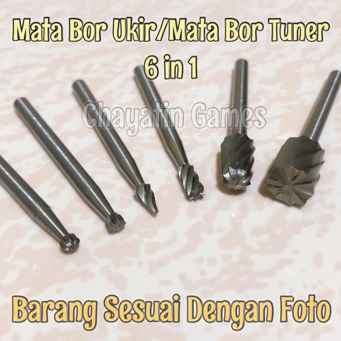 Mata Bor Ukir Kayu - Mata Bor Tuner 6 in 1 Ukuran 3mm Untuk Mini Drill