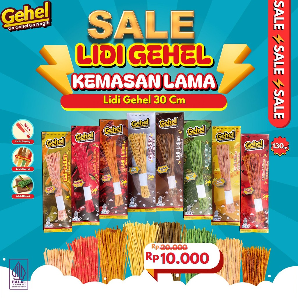 

(SALE KEMASAN LAMA) Lidi Gehel 30 Cm Satuan ukuran 130 gr - Makanan Ringan