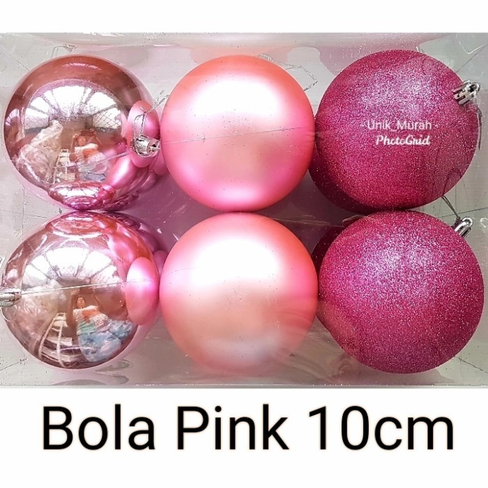 

Bola Natal - Bola Natal Pink Diameter 10cm isi 12pcs