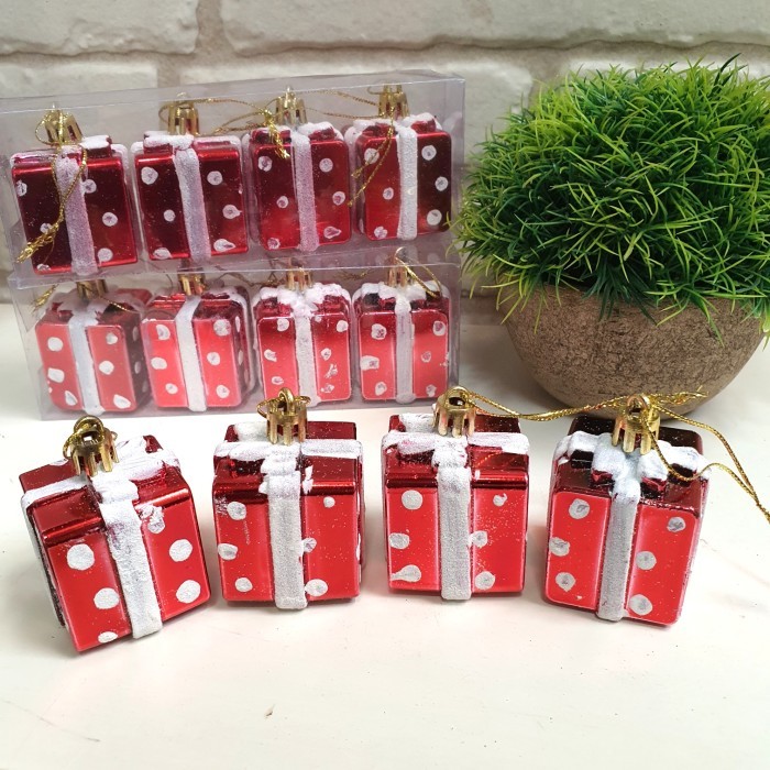 

Hiasan Kado Natal Merah Gantungan Bentuk Kado Pohon Natal Dekorasi