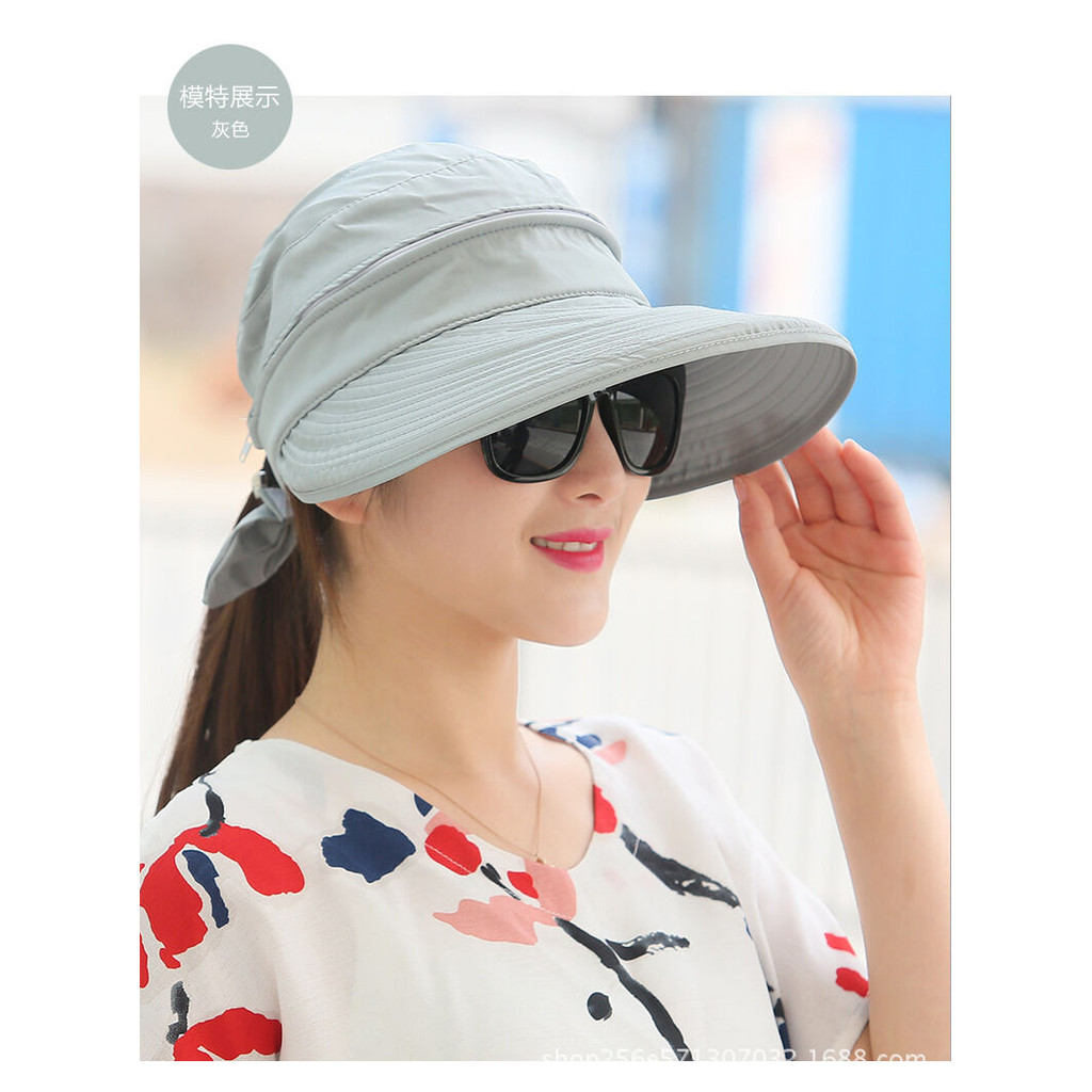 Topi zipper topi pantai wanita anti uv topi import
