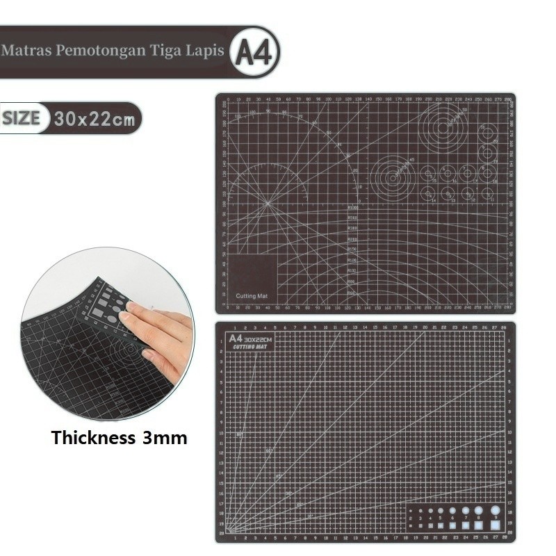 

Cutting Mat Black A4 Double-sided Self-healing mat Alas Potong Kertas