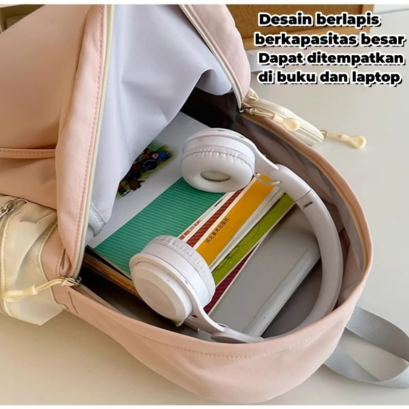 BEST SELLER BESAR PERGURUAN TINGGI KULIAH KANVAS TAS RANSEL LAPTOP SISWA VOLUME TINGGI WANITA
