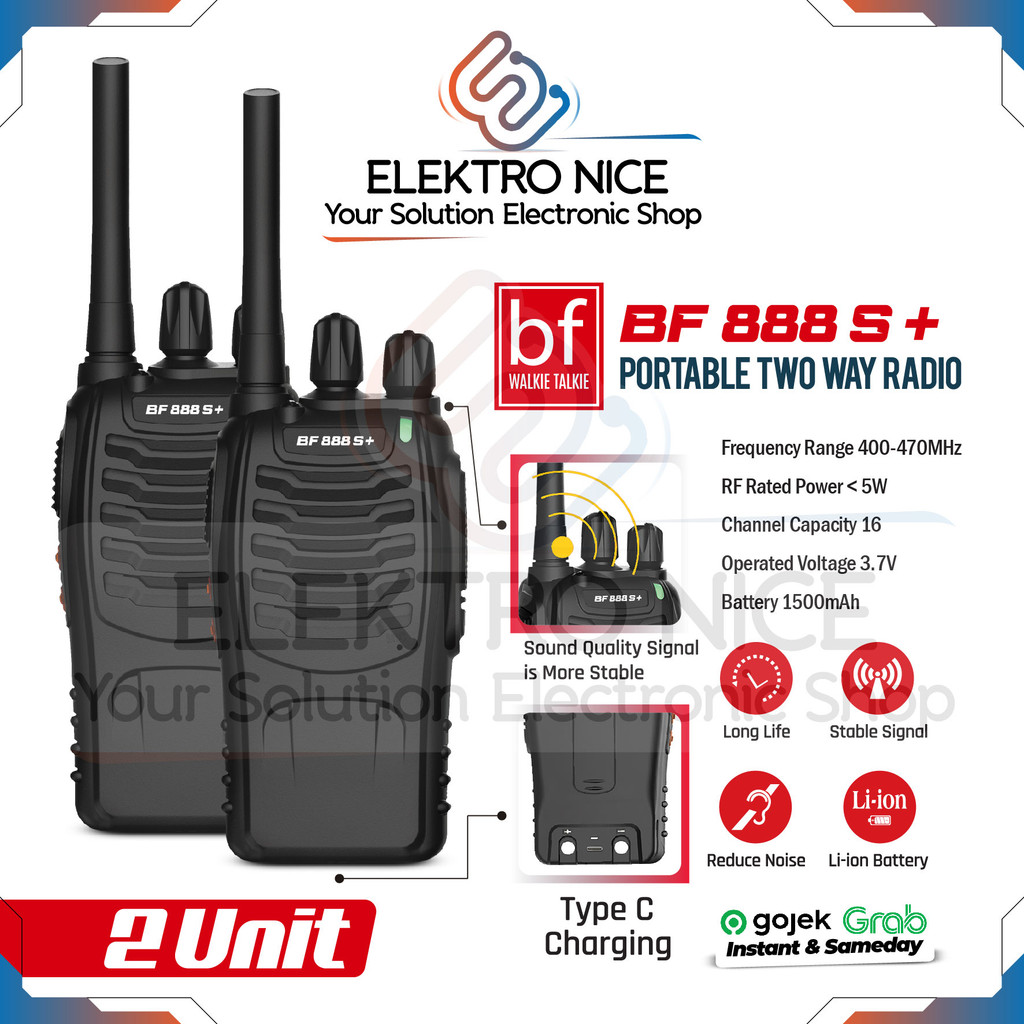 (isi 2 set) Walkie Talkie BF 888s Plus HT Jarak Jauh 10km WATERPROOF Radio Handy Talky isi 2 Unit su
