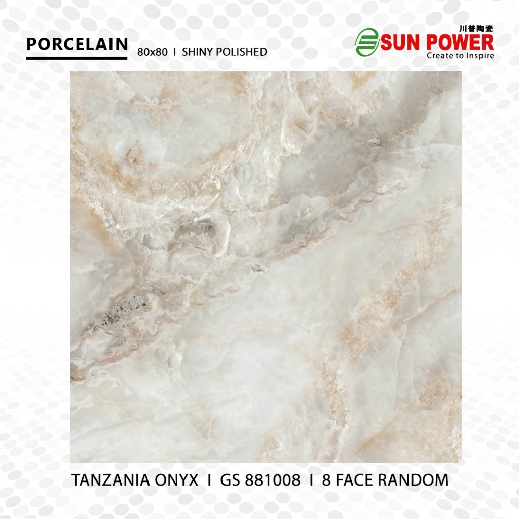 Granit Lantai Glossy Polished 80x80 - Tanzania Onyx | Sun Power murah