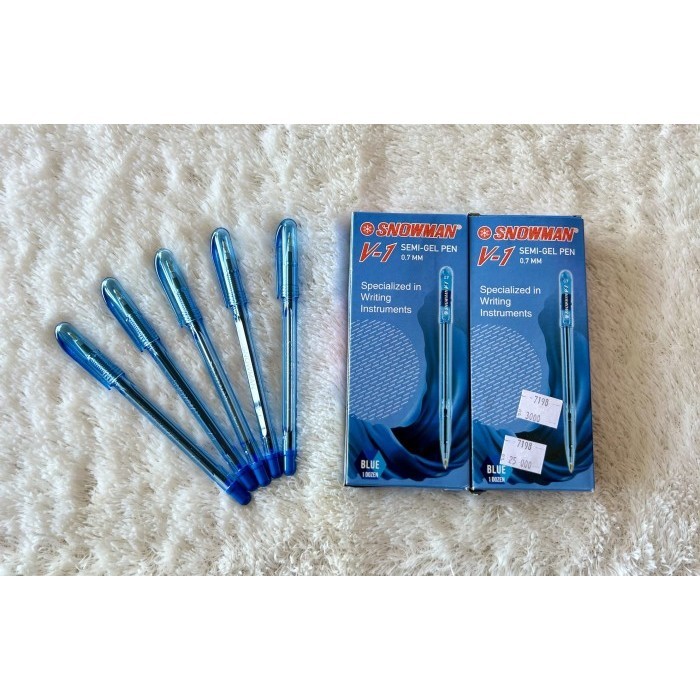 

PULPEN MERK SNOWMAN V-1 BIRU ISI 12 PCS