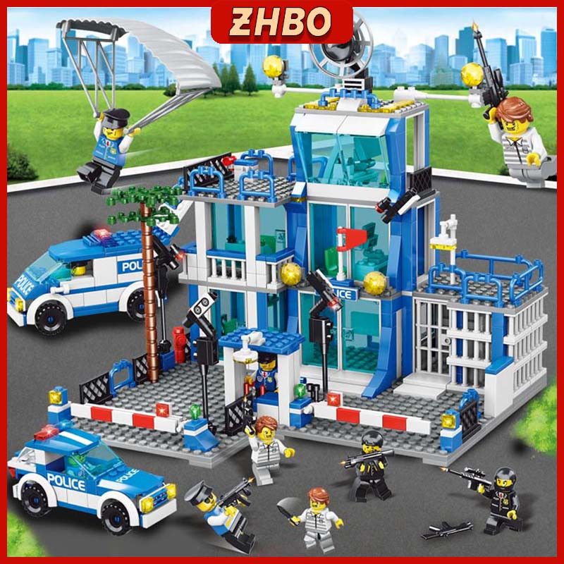HR52WF Zhbo Pos Polisi Police Station Swat Mainan Brick Block Edukasi Anak Laki Laki 6/7/8/10 Tahun