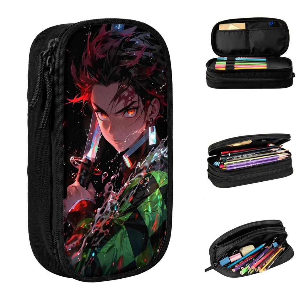 

Creative Demon Slayer Pencil Case Tanjiro Kamado Anime Pencil Pouch Pen Holder Large Storage Bag School Supplies Gift Stationery