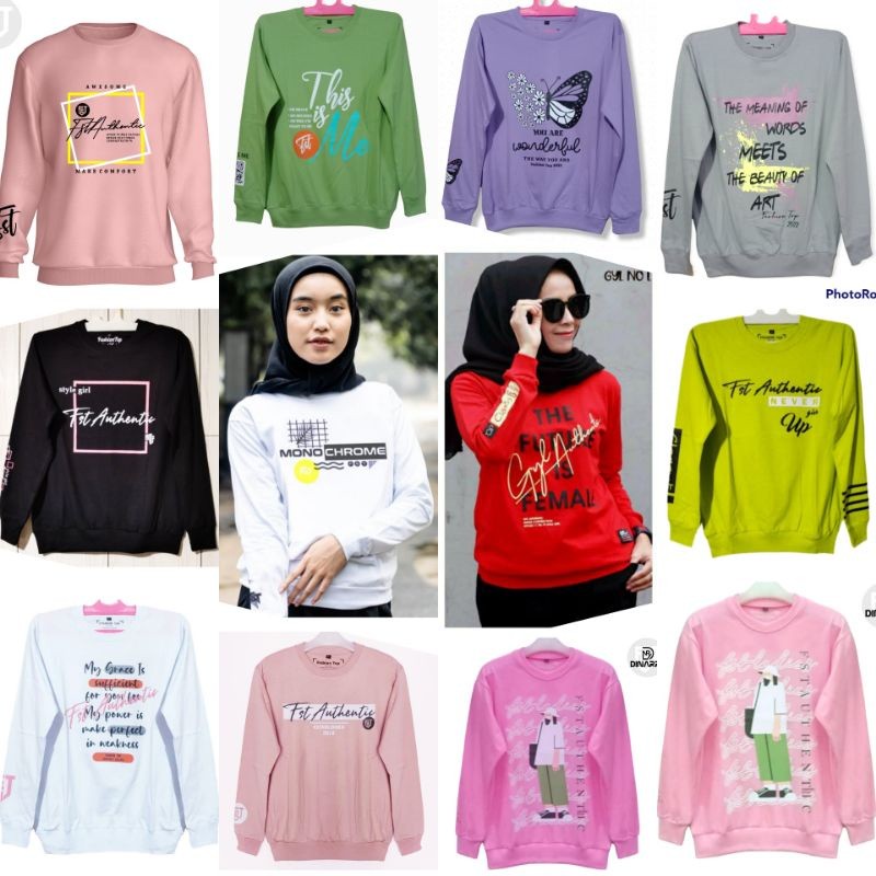 Promo Sweater Kaos Wanita Lengan Panjang Pakai Ban Bawah Size M ~ XXL Kaos Dinarry Kaos Sweater // Z