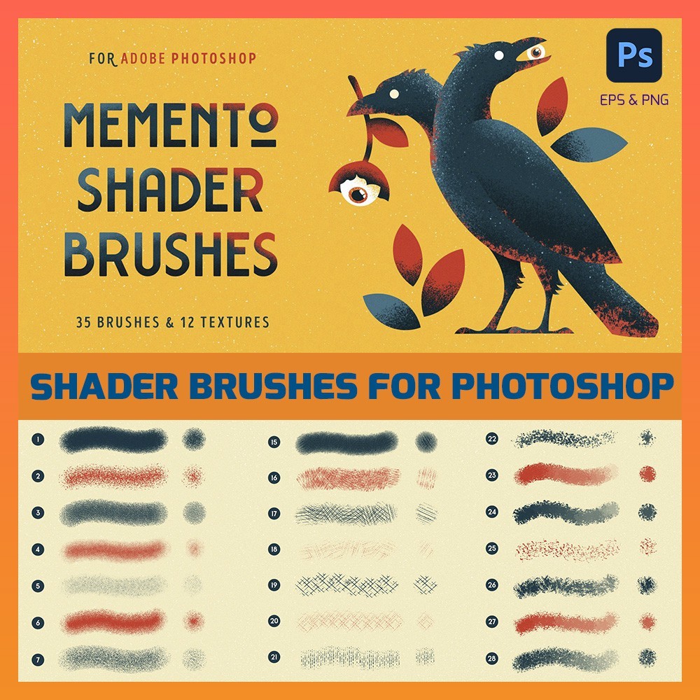 

NS Shader Brushes for Photoshop | 35 Brushes | 12 Textures