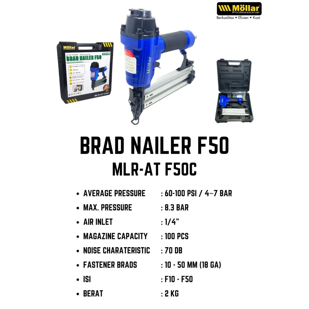 

MOLLAR F50 - mesin paku alat tembak angin Air nailer kompresor