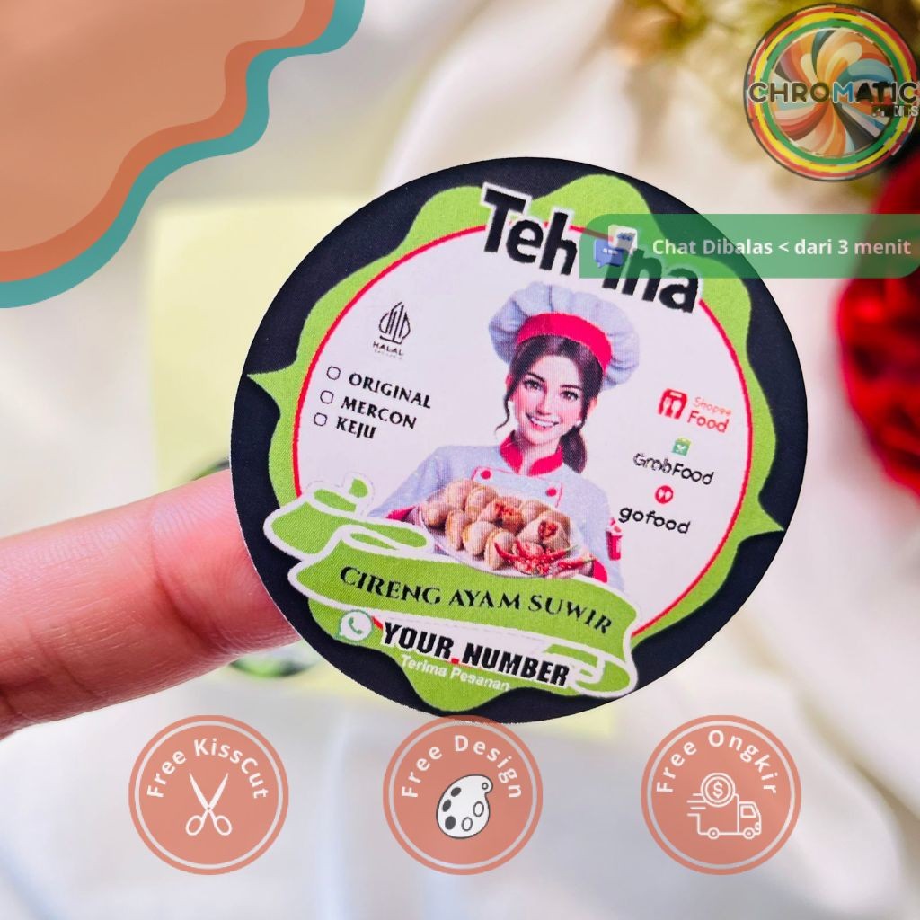 

chromatic Sticker Cireng Isi Ayam Sticker Cilok Bulat Free Desain Label Cibay Murah Uk.Kecil 2-4