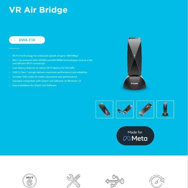 BEST -D-Link DWA-F18 VR Air Bridge For Meta Quest 2 & 3
