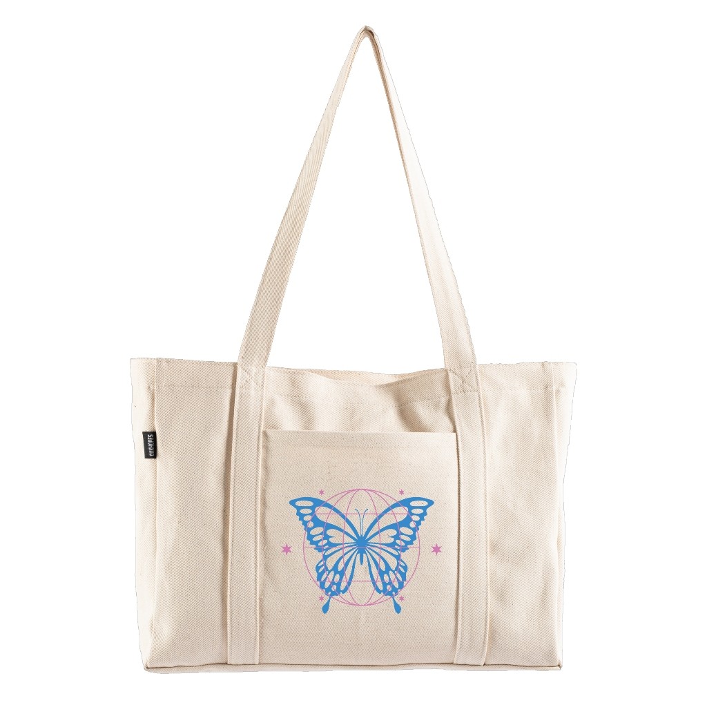 Oakhopes - Tote Bag Kanvas Cream - Tas Laptop -  Totebag Pria Wanita - Dexa Bag terlaris