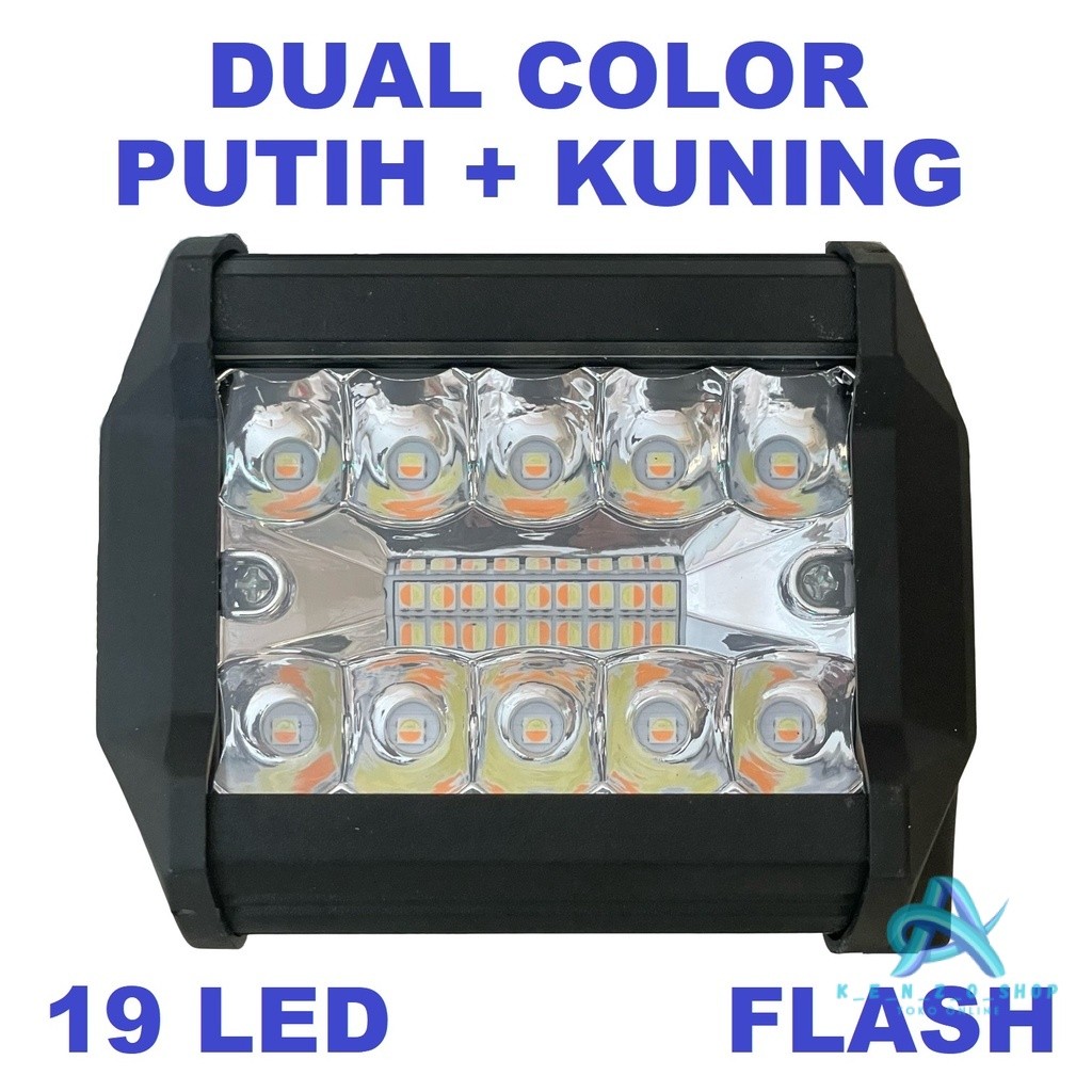 new Lampu Tembak LED Bar Cree Sorot 19 Titik Mata SMD Mobil Motor Laser Gun Dual Color Putih Kuning 