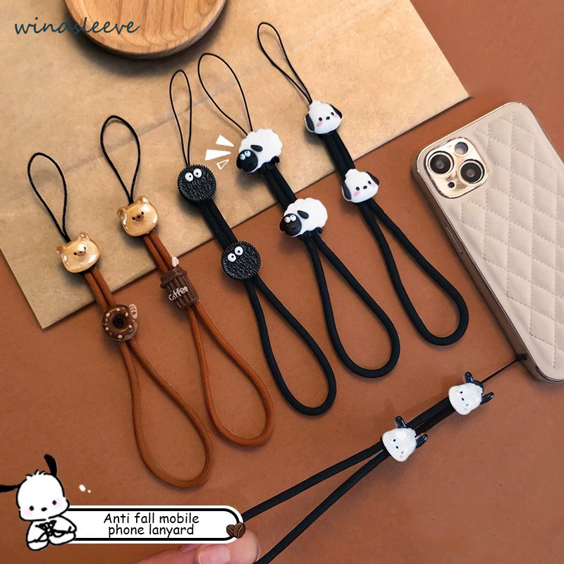 Tali Pendek Gantungan Hp dan Kunci Di Tangan Motif Karakter Lucu Bahan Tebal-Win