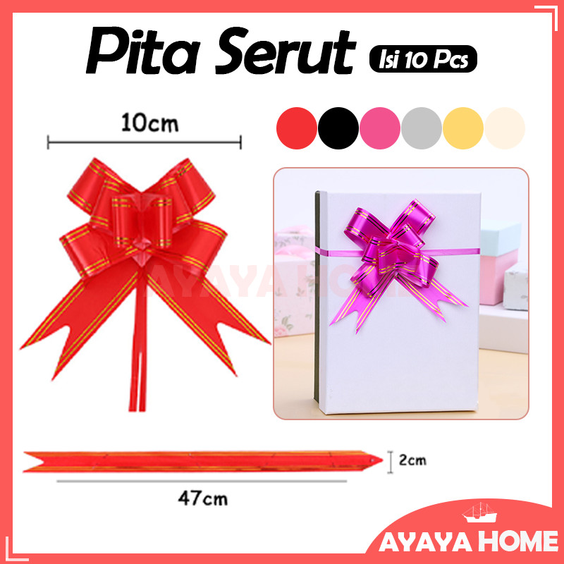 

Pull Flower Ribbon Gold Stripes/Isi 10Pcs Pita Tarik