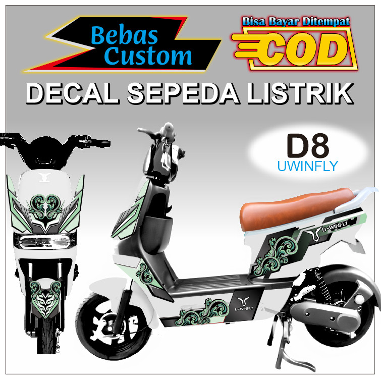 CUSTOM STIKER Sepeda Listrik D8 DECAL STRIPING SETIKER Merek Uwinfly Genio Selis Pacific United Saig