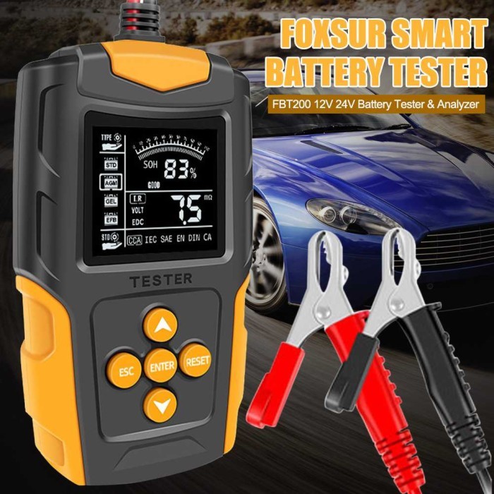 Tester Baterai Aki Mobil 12V/24V 200Ah Battery Tester Portable Foxsur