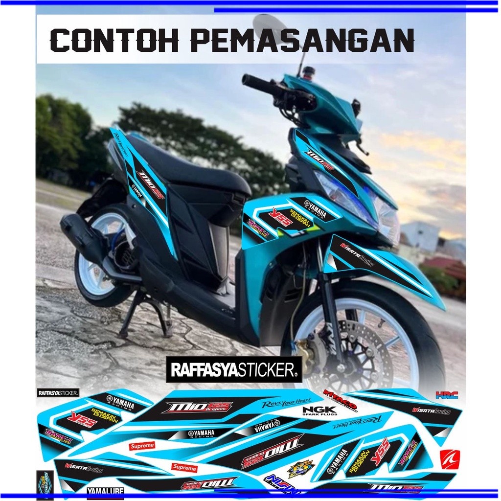 STRIPING VARIASI TERBARU MIO M3 BIRU MUDA ART STIKER STRIPING