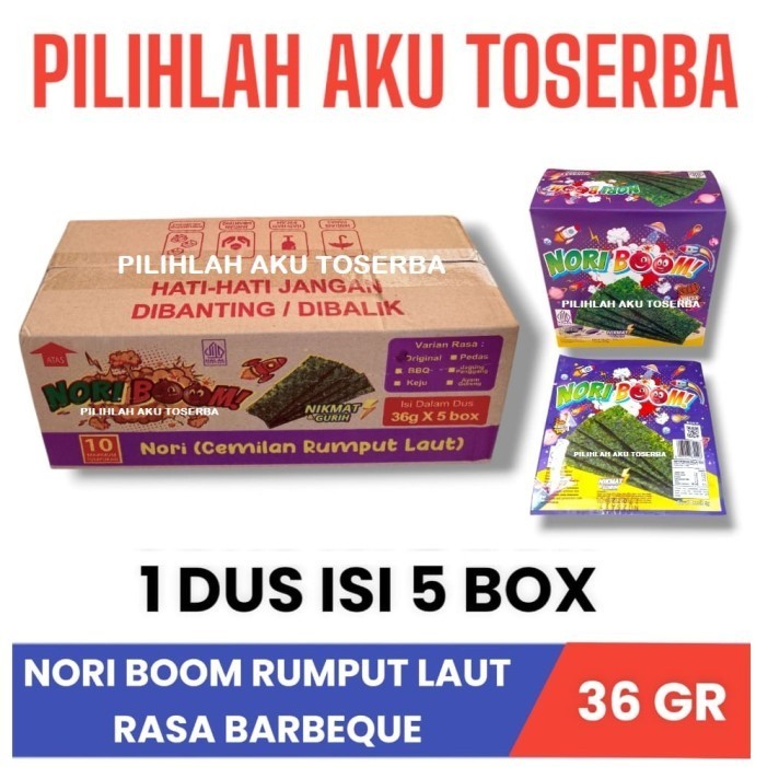 

NORI BOOM Rumput Laut Rasa BBQ BARBEQUE - ( HARGA 1 DUS isi 5 box )
