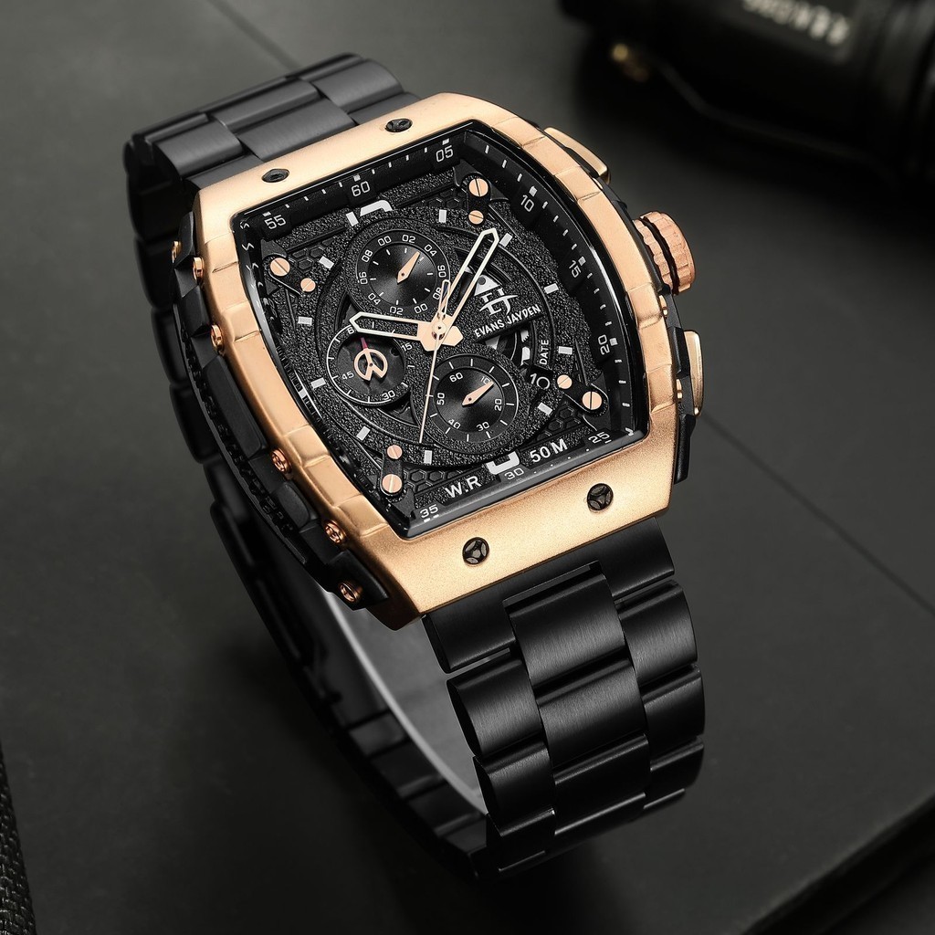[ DISKON ] Evans Jayden Jam Tangan 9554-1 Rantai Stainless Kaca Sapphire Water Resistant 5ATM