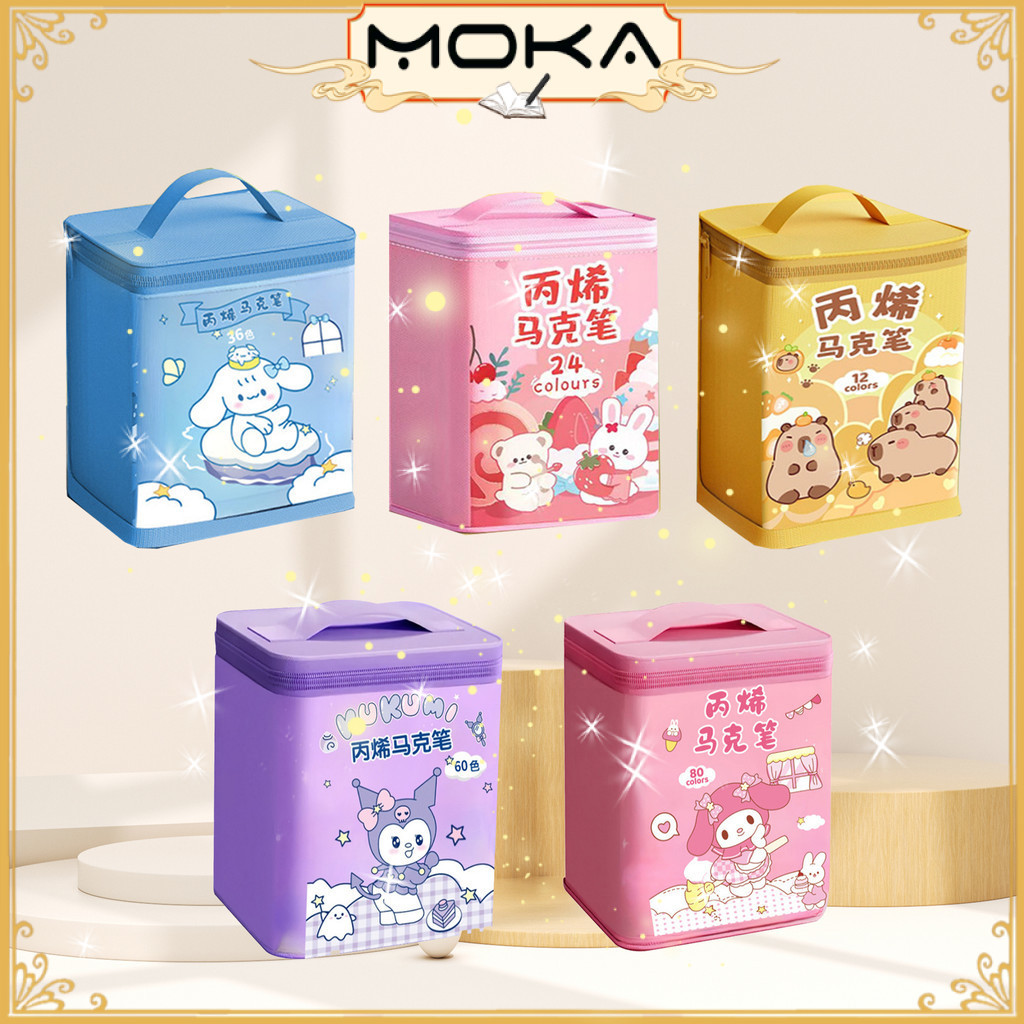 

MOKA SPIDOL MAKER ISI 24 PCS (24 WARNA) / WITH A STYLISH POUCH / ACRYLIC MERKER SET 24 COLOR WATERPROOF MKP19