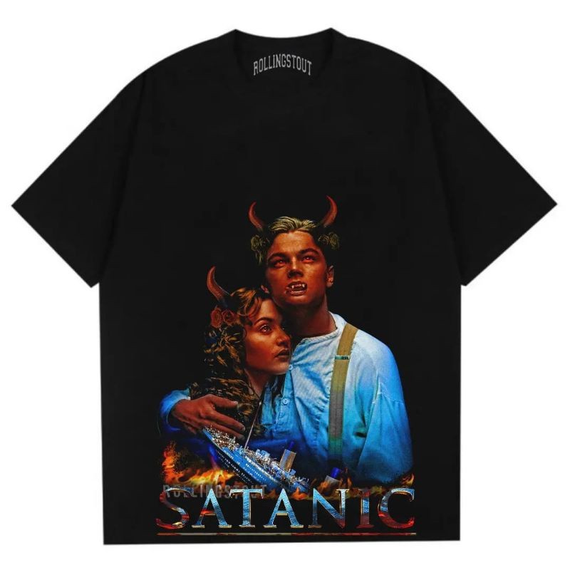 Tshirt Rollingstout - Kaos Satanic | Titanic | Tshirt Pria l Kaos Distro | Kaos Keren