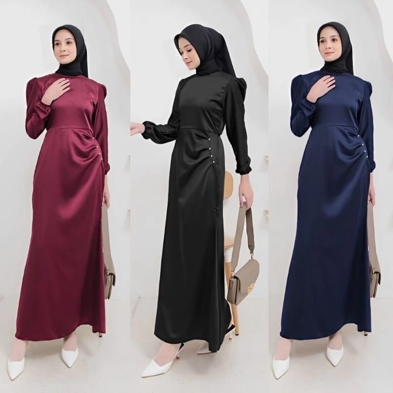 Terlaris  Elora dress satin silk premium/ dress kondangan/ satin silk dress bridismaid/ satin silk e