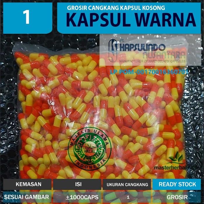 Cangkang Kapsul Kosong Bening Natural No. 1 Isi 1000 Caps - PT Kapsulindo Nusantara - ORANGE - YELLO