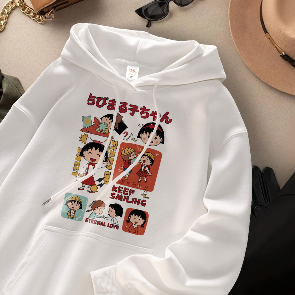 YS Hoodie Lengan Panjang 
Wanita Korean Style Terbaru Kekinian Trendy Gambar Kartun Chibi Maruko Luc