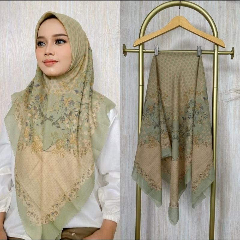 Nisa hijab/ Segi Empat Voal Premium Motif Sage