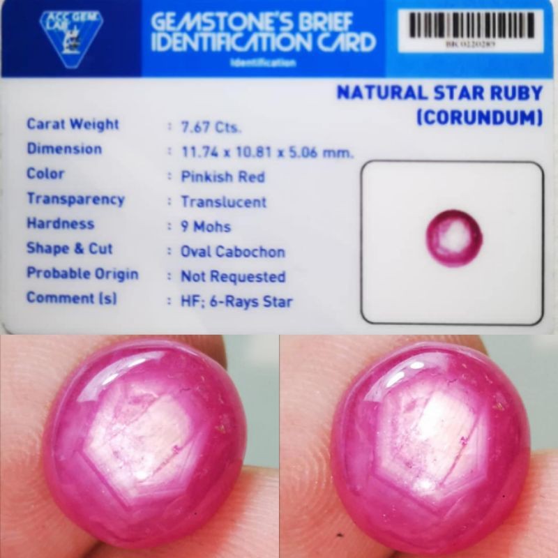 Batu Natural Ruby Star Burma Serat Antik Good Color High Quality Plus Memo Acc Gems Lab
