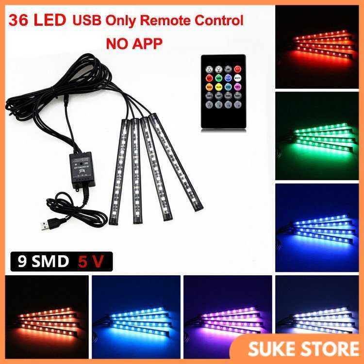 Lampu LED strip RGB untuk mobil USB plug