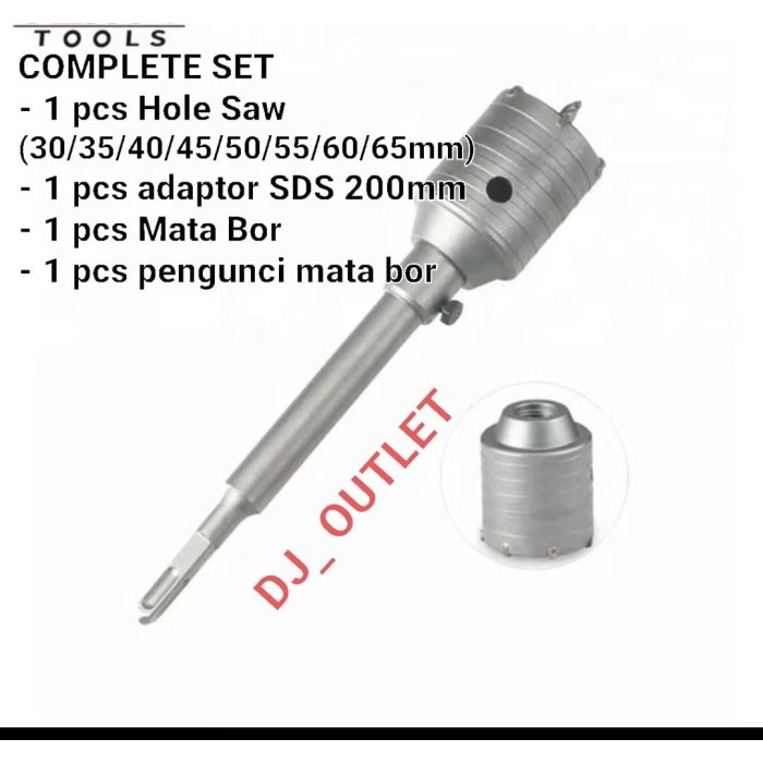 Hole Saw Drill Pelubang Beton Tembok untuk pipa KOMPLIT SET - 30mm