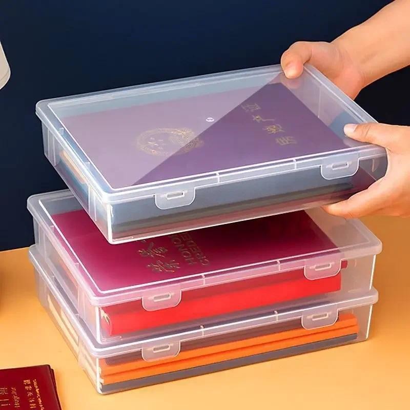 

Desktop Book A4 File Storage Box Dustproof Plastic Transparent Student Exam Papers Stationery Office Organising Document Boxes