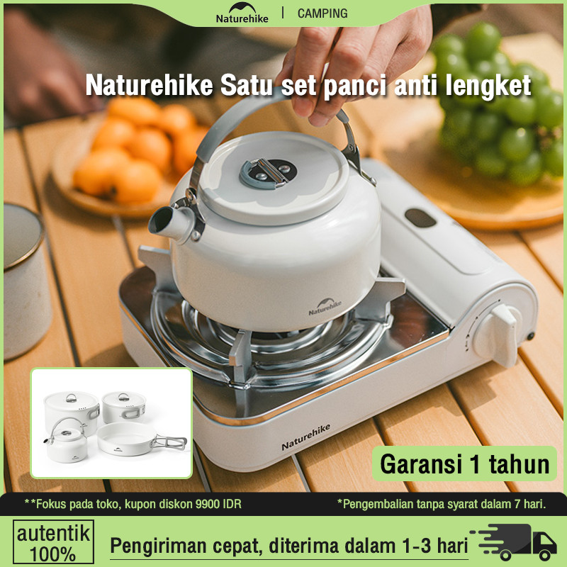 Naturehike Cooking Set Ceramic Non Stick Alat Masak Camping Anti Lengket 3-6P CNK2450CF013