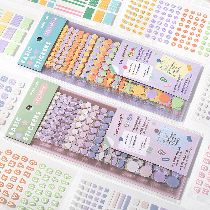 

Mr. Paper 6Style 12Pcs/bag Basic Alphabet Stickers Set for DIY Phone Case Notebook Calendar Keyboard Note Planner