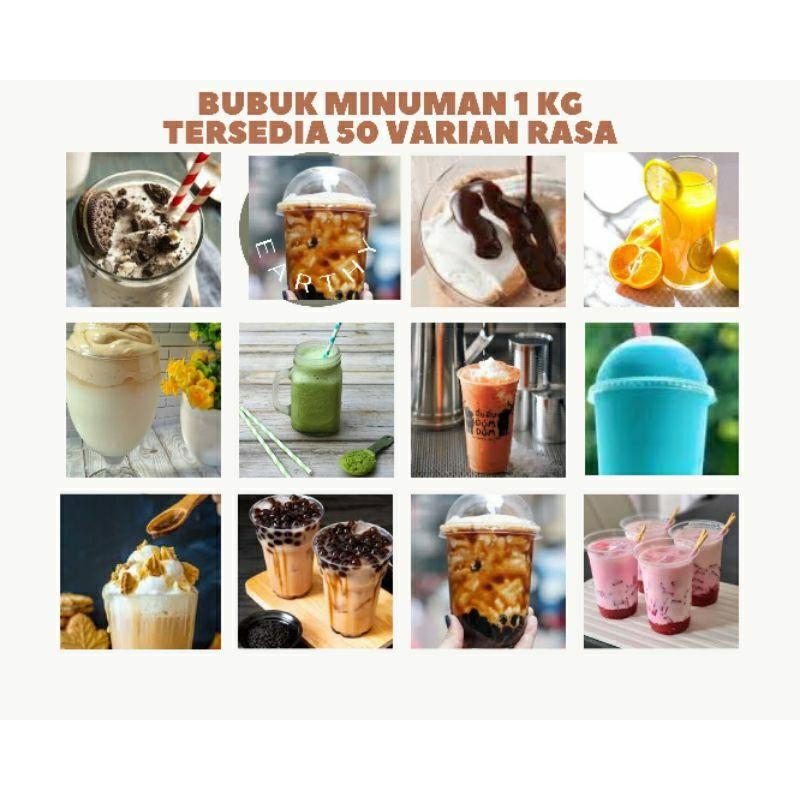 

PAKET BUBUK MINUMAN ES BUAH SEGAR VIRAL 1 KG / BUBUK MINUMAN ANEKA RASA 1 KG /BUBUK MINUMAN BOBA
