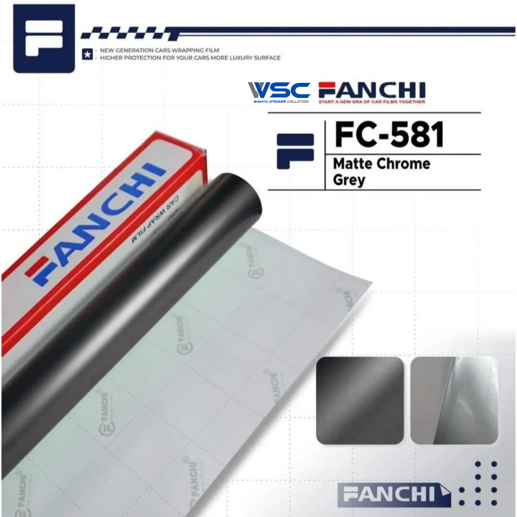 Stiker Skotlet Fanchi FC581 Matte Chrome Grey Abu Abu Doff Metalik Premium Wrap Motor Mobil 50 CM