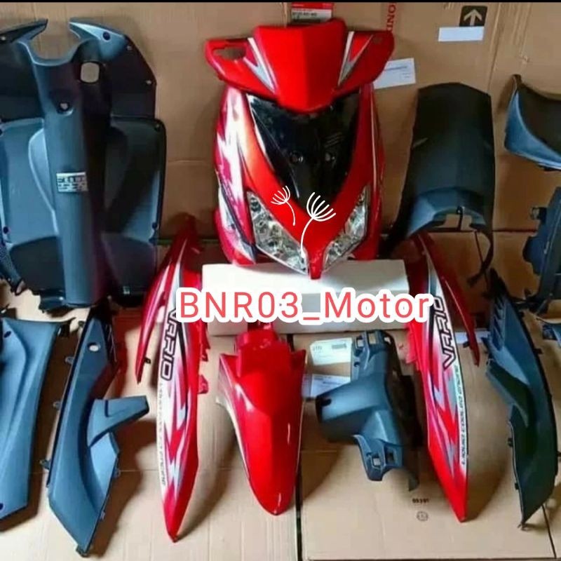 Cover Body Full Halus Kasar Plus Lampu Depan Motor Honda Vario CW 110 Karbu Warna Merah