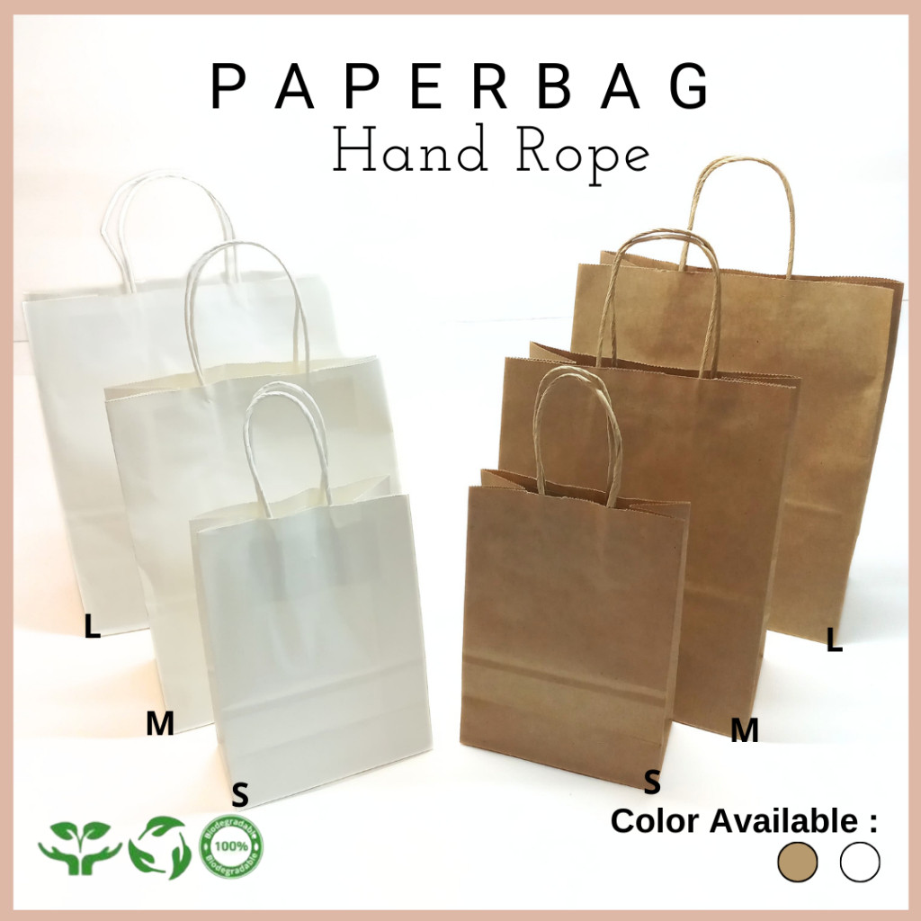 

ECO (10 Pcs) Paperbag Tali Kertas Polos White and Brown