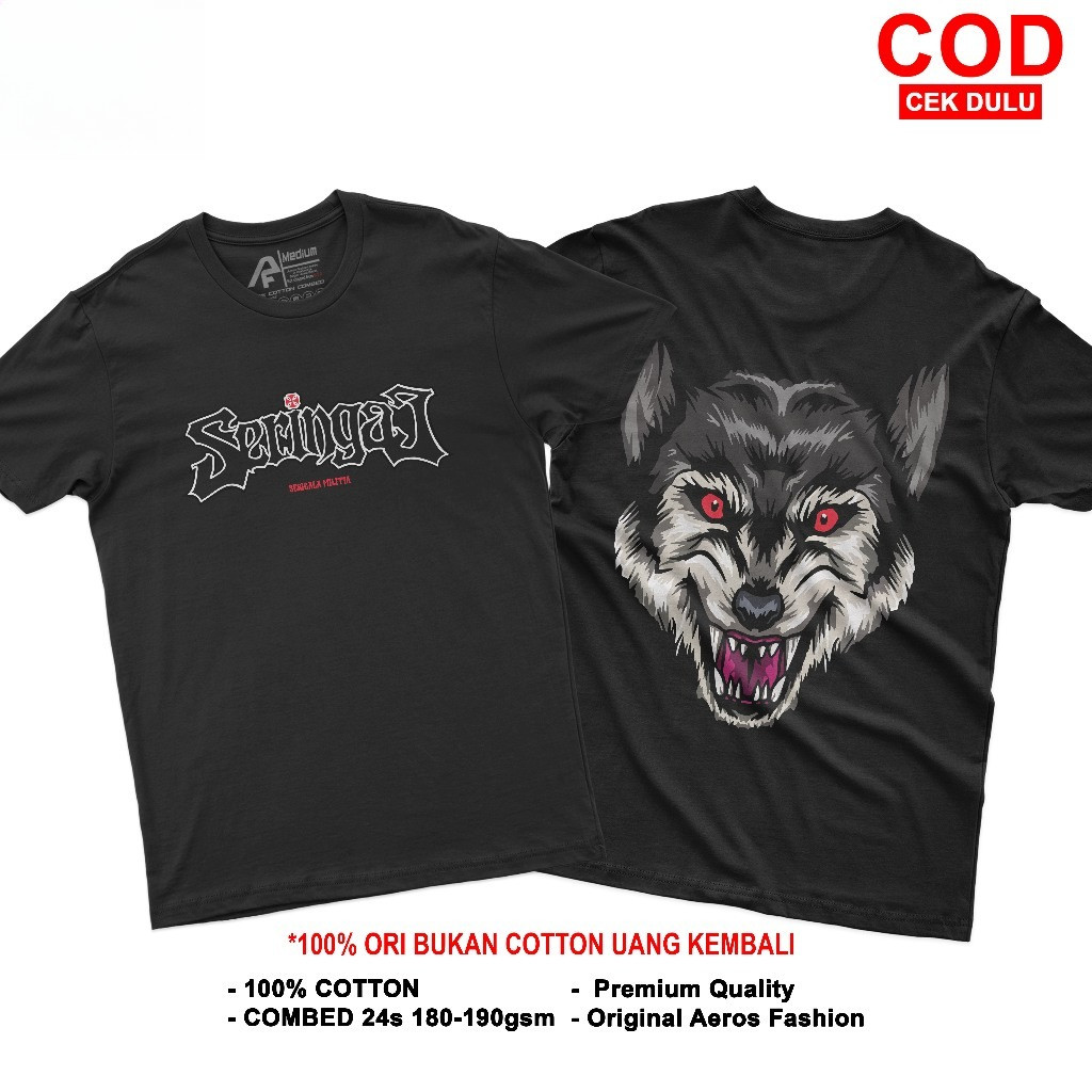 Kaos Seringai Serigala Militia Tshirt Band Premium Cotton Combed 24s Unisex