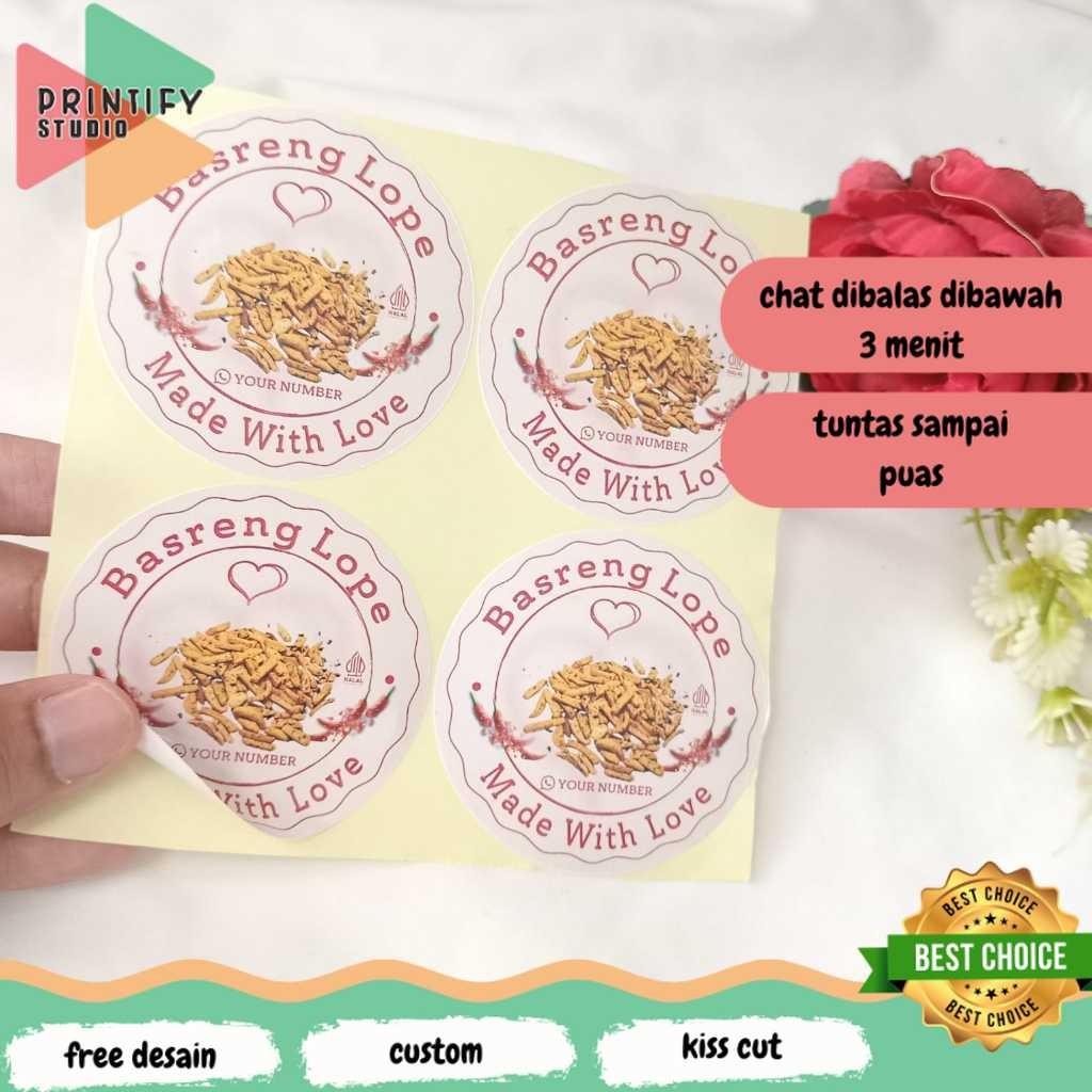 

Printify Sticker Print Label Makanan Cemilan Basreng Bentuk Bulat Free Desain Stiker Custom Nama