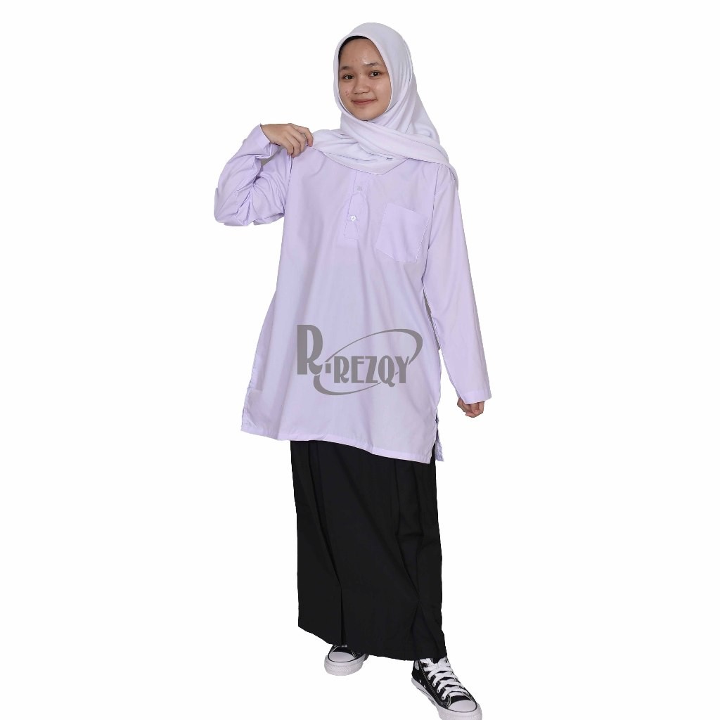 R Rezqy - Baju Kurung Baju Padang Putih Seragam Sekolah Mts Pesantren Yayasan Lengan Panjang Pira Wa